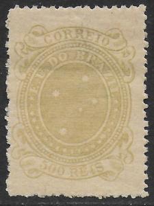 Brazil 1890-91 Southern Cross 500r Olive Bister #105 Fine H, o.g. CV $21.00