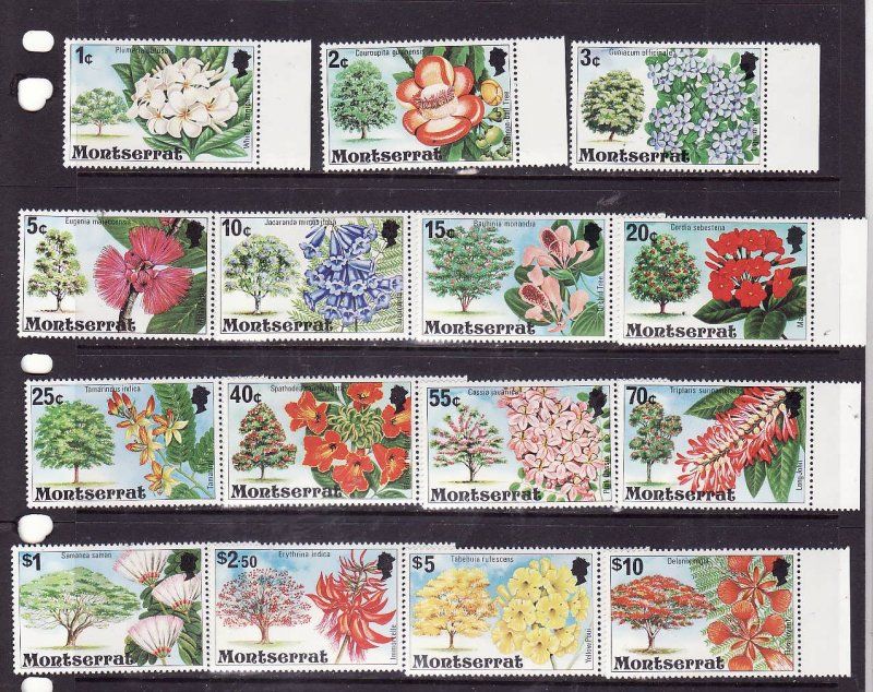 Montserrat-Sc#340-54-Unused NH set-Flowering Trees-1976-