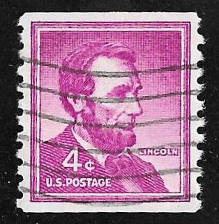 1058 4 cents 1958 Abraham Lincoln, Coil Stamp used EGRADED XF 93 XXF