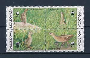 Moldova MNH Block 379-82 Corncake Birds WWF 2001