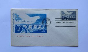 USA FDC ,	PEACE BRIDGE 1927-1977		BUFFALO , NY 		SINGLE 	13	CENTS 