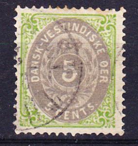 Danish West Indies  8 Used 1876 5c grn & gray Defin.