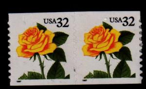 #3054 Yellow Rose S/A Coil Pair  - MNH