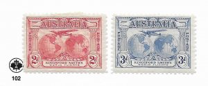 Australia #111-112 MH - Stamp - CAT VALUE $7.50