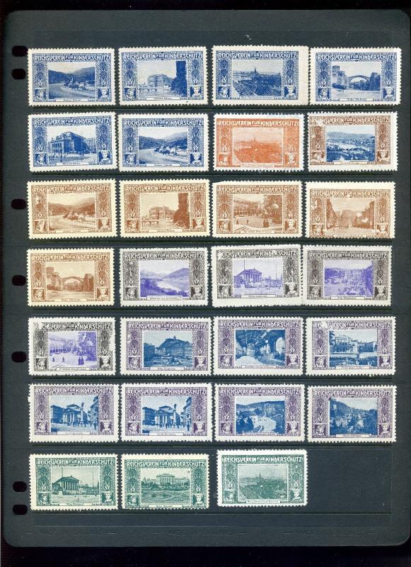 51 VINTAGE REICHSVEREIN FÜR KINDERSCHUTZ POSTER STAMPS AUSTRIA CHILDREN PROTECT