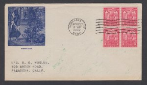 US Planty 717-28 FDC.1932 2c Arbor Day, A.E.Gorham & Chamber of Commerce cachets