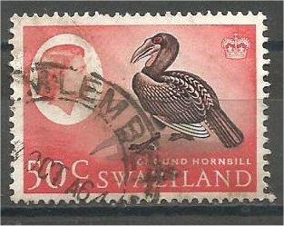 SWAZILAND, 1962, used 50c, Ground hornbill. Scott 105