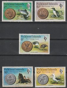 FAULKLAND ISLANDS 1975 NEW COINAGE SET MH