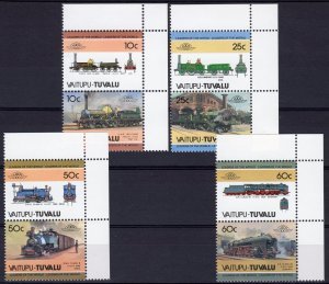 Tuvalu Vaitupu 1985 TRAINS LOCOMOTIVES (4) Pairs 8 values Perforated Mint (NH)