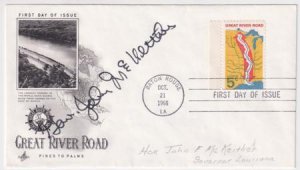 US 1319 FDC Signed by John F. McKeither, Governor of LA