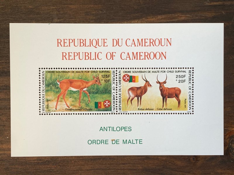 Cameroun scarce 1991 Antelope MS, MNH. Scott B40a CV $8.00. Child Survival semi