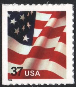 SC#3635 37¢ Flag Booklet Single (2002) SA