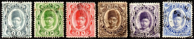 1908 Zanzibar Sg 225/231 Short Set of 6 Values Fine Used