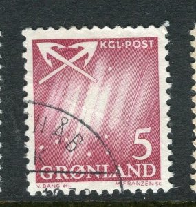 GREENLAND; 1963 early Northern Lights issue fine used 5ore. value