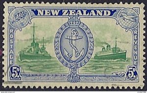 NEW ZEALAND 1946 QEII 5d Green & Ultramarine SG673 FU