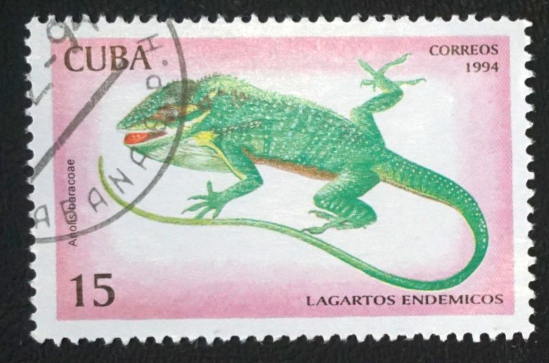 CUBA Sc# 3617 ENDEMIC LIZARDS reptiles 15c    1994  used cto