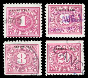 Scott R264, R265, R269, R271 1c-20c SERIES 1940 Revenues Used Cat $22.45