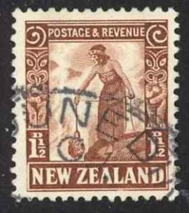 New Zealand Sc# 187 Used 1935 1½p red brown Maori Woman