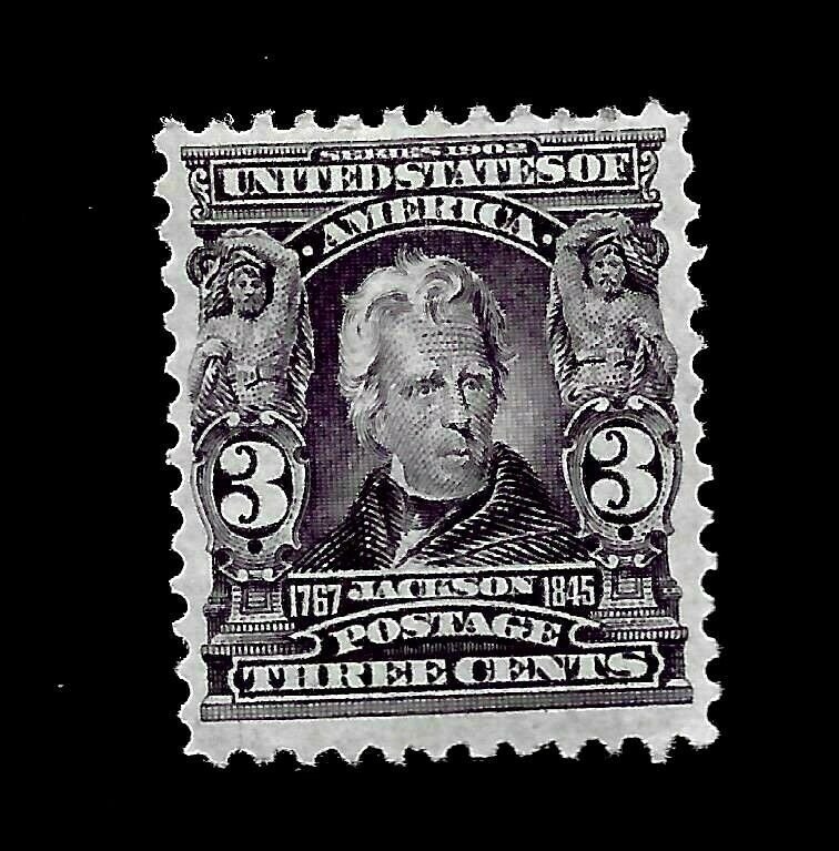 US 1903 Sc# 302 3 c Jackson Mint H - Vivid Color - Centered