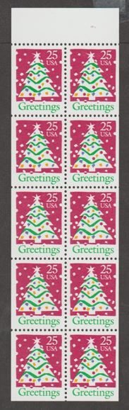 U.S. Scott #2516a Christmas Tree Stamps - Mint NH Booklet Pane