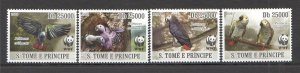 OZ0698 2009 SAO TOME & PRINCIPE WWF BIRDS PARROTS #3777-0 MICHEL 12 EURO MNH