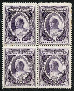 Niger Coast SG55a 5d Deep Violet no wmk Block of Four M/M Cat 52+++++ pounds