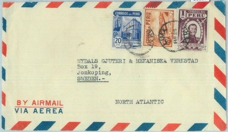 86097 - PERU - POSTAL HISTORY -  AIRMAIL  COVER to  SWEDEN  190's