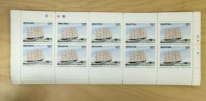 SPECIAL LOT Bhutan 1989 743 - Intl Maritime Org. - 100 Stamps in Sheets - MNH