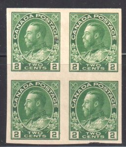 Canada #137 Mint 2 NH + 2 LH Imperf Block of 4 C$300.00