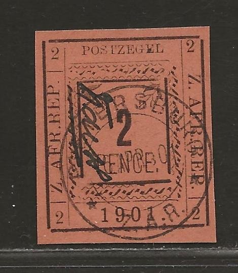 TRANSVAAL SC# 183(SG#9d) NO LINE UNDER UR'2'   VF/CTO