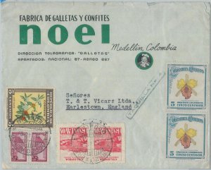 75662- COLOMBIA  - POSTAL HISTORY -  AIRMAIL COVER to GB 1947 - Coffee ORCHIDS