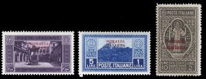 Italian Colonies, Somalia #104-110 (Sass.123-29) Cat€70, 1929 Monte Cassino...