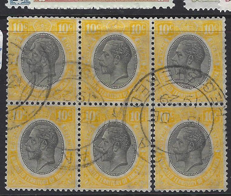 TANGANYIKA  (PP0507B) KGV 10C SG 94 BL OF 6  VFU FEW SPLIT PFS