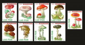 Stamps. Plants,Mushrooms Laos  2022 year, 9 stamps  perforated