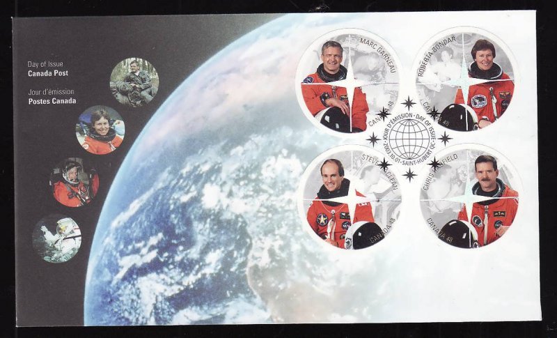 Canada-Sc#1999a-d-stamps on FDC-Space-Astronauts-2003-