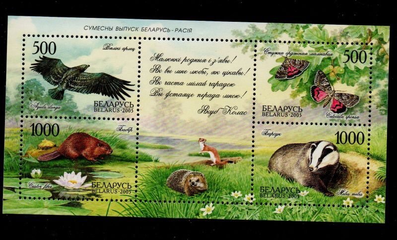 Belarus Sc 554 2005 Fauna stamp sheet mint NH