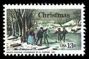 PCBstamps   US #1703 13c Christmas-Winter Pastime, MNH, (21)