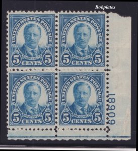 BOBPLATES US #637 T Roosevelt Lower Right Plate Block 18909 F-VF No Gum