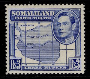 SOMALILAND PROTECTORATE GVI SG103, 3r bright blue, M MINT. Cat £35.