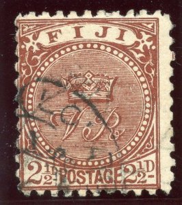 Fiji 1892 QV 2½d chocolate very fine used. SG 84.