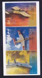 Israel 1997-99 MNH 2013 Aviation in Israel Self-Adhesive Booklet Pane of 3 VF