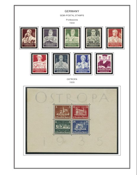 GERMANY EMPIRE + REICH STAMP ALBUM PAGES 1868-1955 (100 PDFcolor ill. pages)