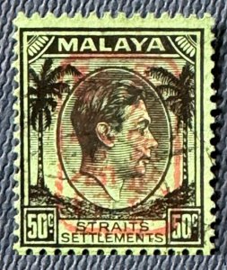 MALAYA Japanese Occupation opt Straits Settlement KGVI 50c Used SG#J157 M5492