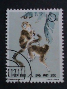 ​CHINA -1963-SC#  713-5 RARE GOLDEN HAIR MONKIES CTO-OGH VERY FINE RARE