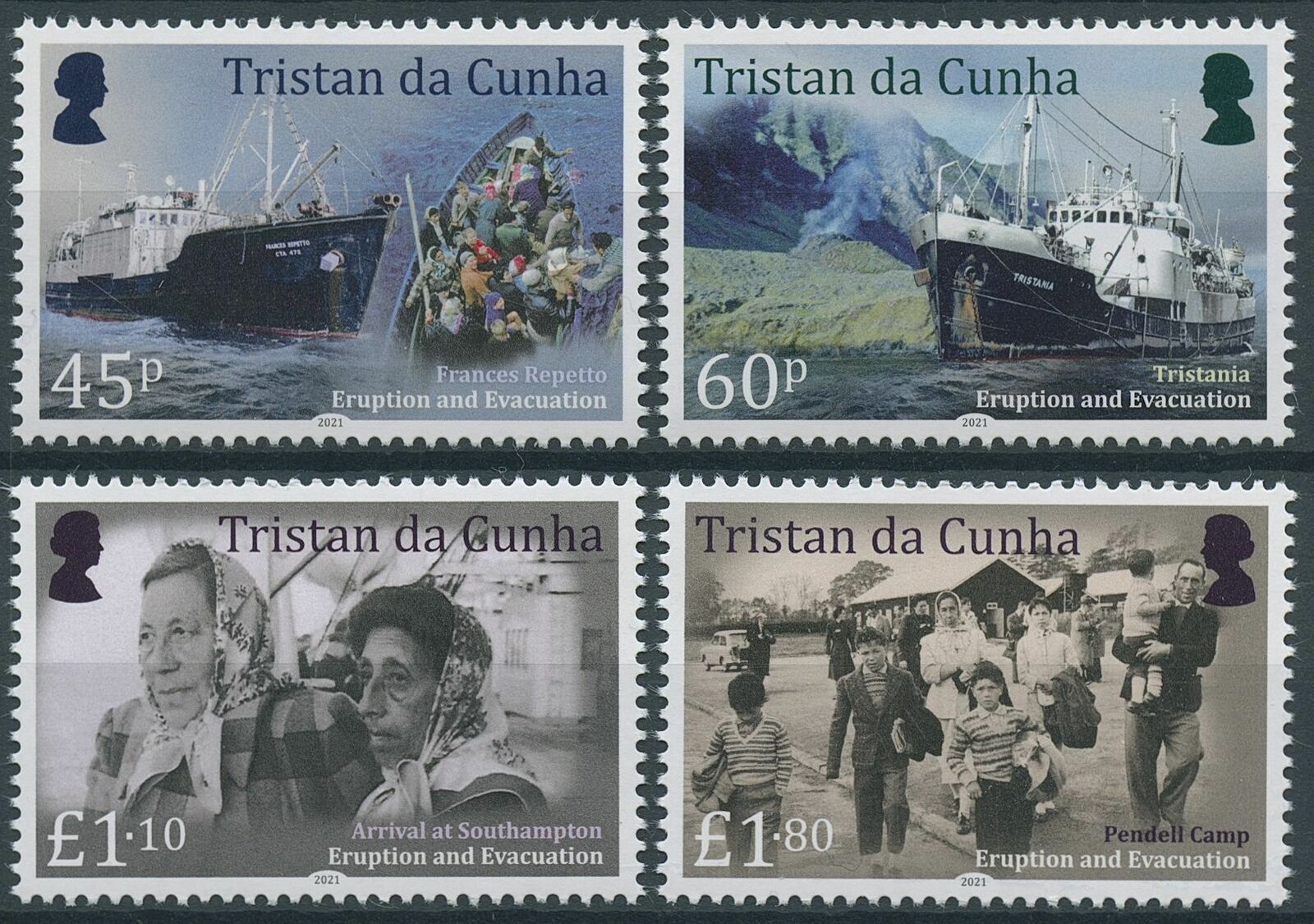 Tristan da Cunha 2021 MNH Ships Stamps Volcanoes Pt I 1961 Eruption 4v