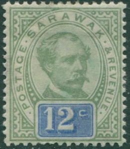 Malaysia Sarawak 1888 SG16 12c green and blue Brooke MLH