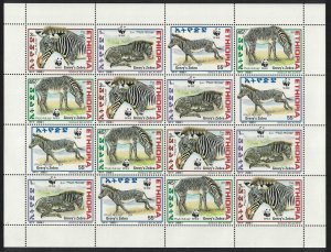Ethiopia WWF Grevy's Zebra Sheetlet of 4 sets 2001 MNH SC#1533 a-d