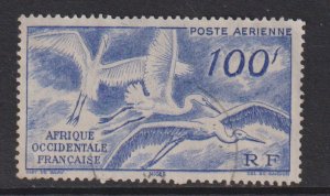 French West Africa  #C13  used  1947  100fr  egrets in flight