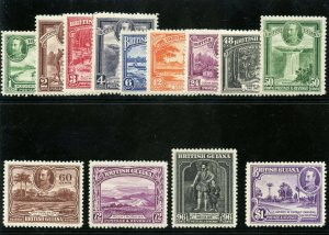 British Guiana 1934 KGV Pictorial set complete MLH. SG 288-300. Sc 210-222.