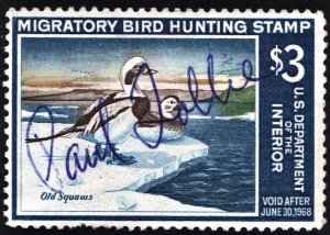 RW34 $3.00 Old Squaw Ducks Stamp (1967) Signed